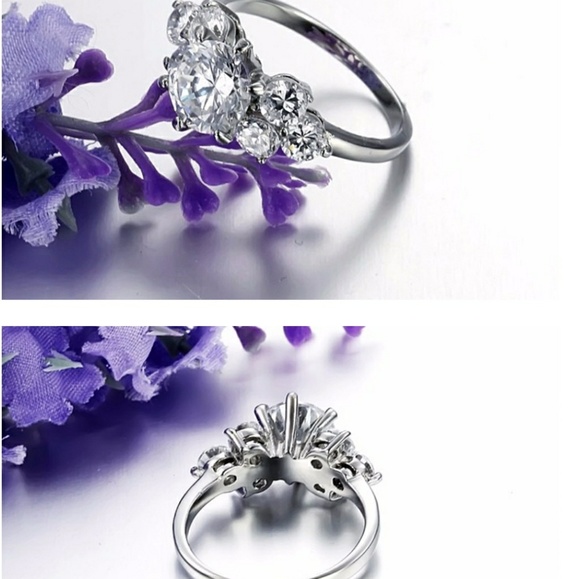 NWT Cz Stainless Steel Cz Engagement Ring Size 5 - Picture 3 of 8